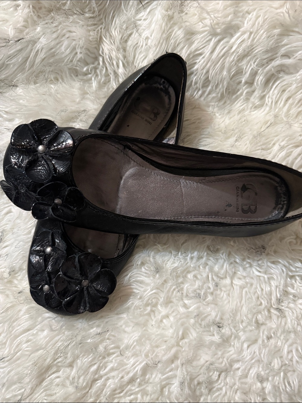 Gianni Bini Black Floral Embellished Ballet Flats